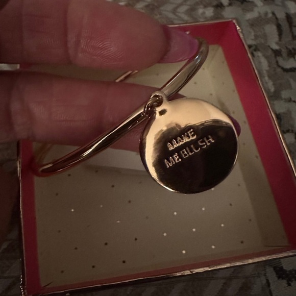 New with tags Kate Spade Rose Gold Bangle Bracelet with “Make Me Blush” charm - Picture 6 of 6